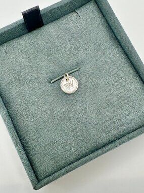 David Yurman Initial W Charm Pendant w/ White Diamonds in 18K White Gold